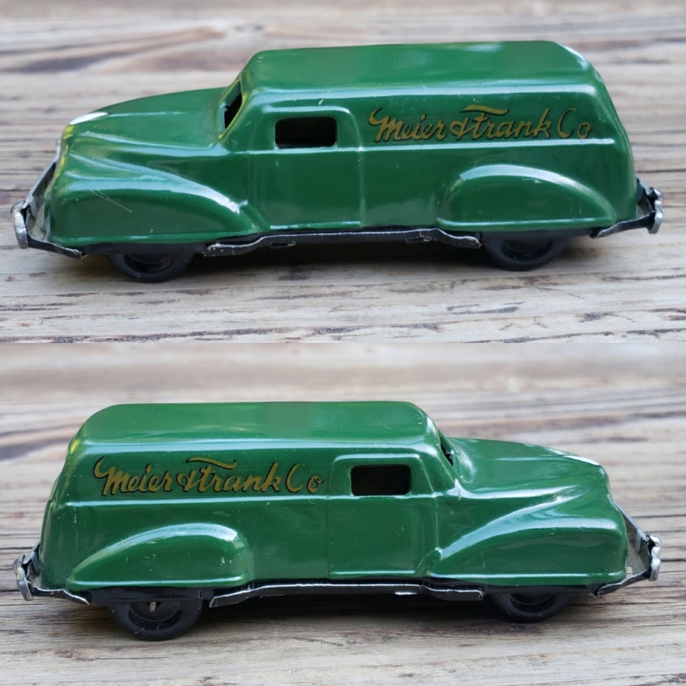 Vintage Meier & Frank CO. Dept. Store Tin Toy Delivery Truck, Made In Japan